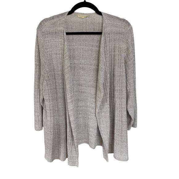 Eileen Fisher Linen Gray Cardigan Sweater Lightweight Quiet Luxury Open Front - Picture 1 of 8